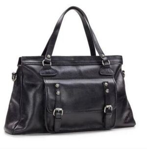 NEW Patricia Nash Cannes Satchel Heritage Bag Black Leather ~ CLEAN